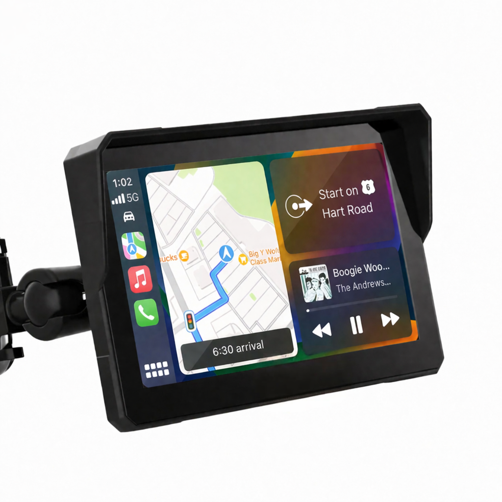 Crynpto 7" Motorcycle Dash Cam with 4K Recording, Wireless Apple CarPlay & Android Auto, GPS & Bluetooth Crynpto