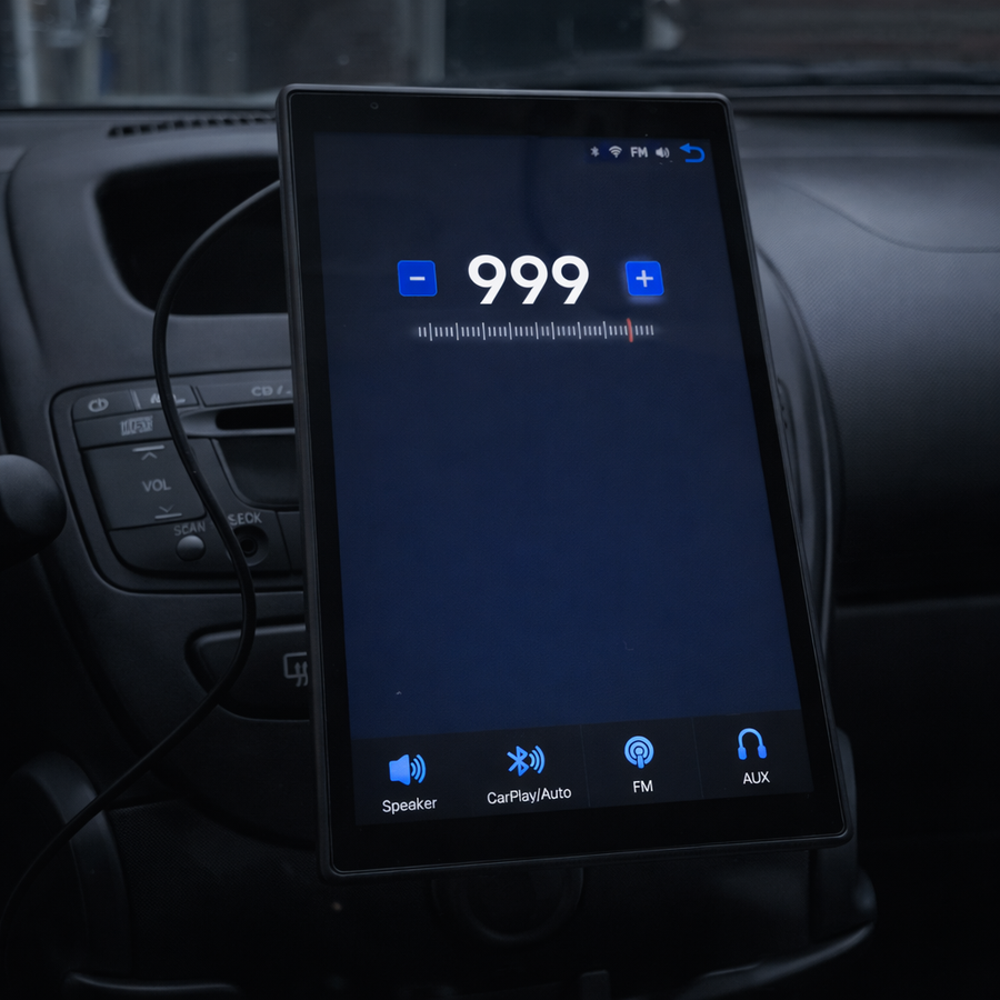 FM transmitter screen in a car