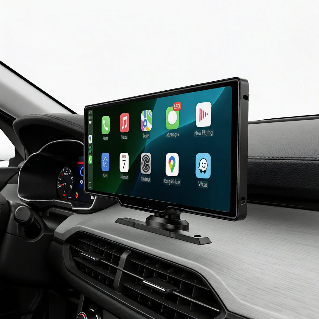 Crynpto 10.26" Wireless CarPlay & Android Auto Display with 4K Dash Cam, 1080p Backup Camera, GPS Navigation, Voice Control & Rotating Screen Crynpto