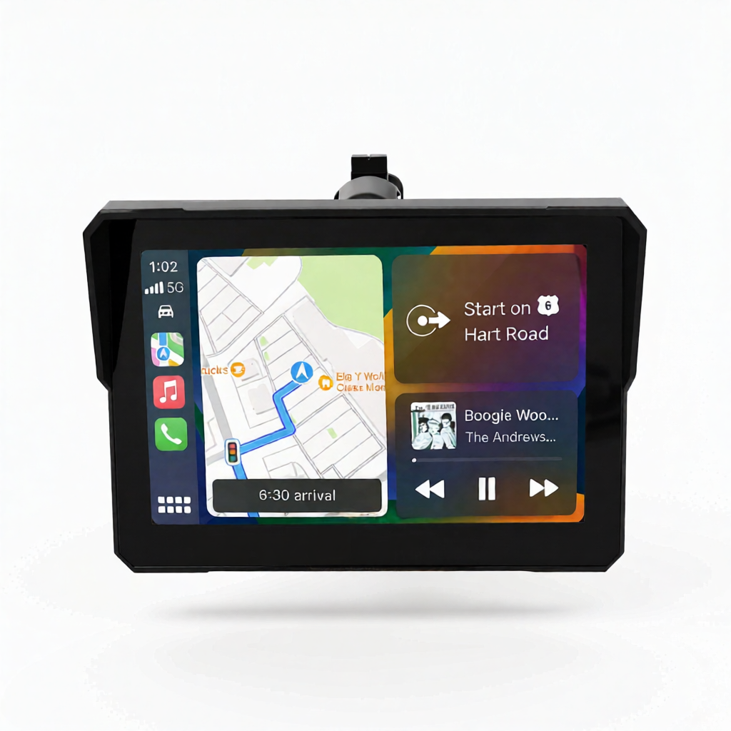 Crynpto 7" Motorcycle Dash Cam with 4K Recording, Wireless Apple CarPlay & Android Auto, GPS & Bluetooth Crynpto