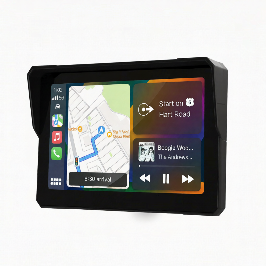 Crynpto 7" Motorcycle Dash Cam with 4K Recording, Wireless Apple CarPlay & Android Auto, GPS & Bluetooth Crynpto