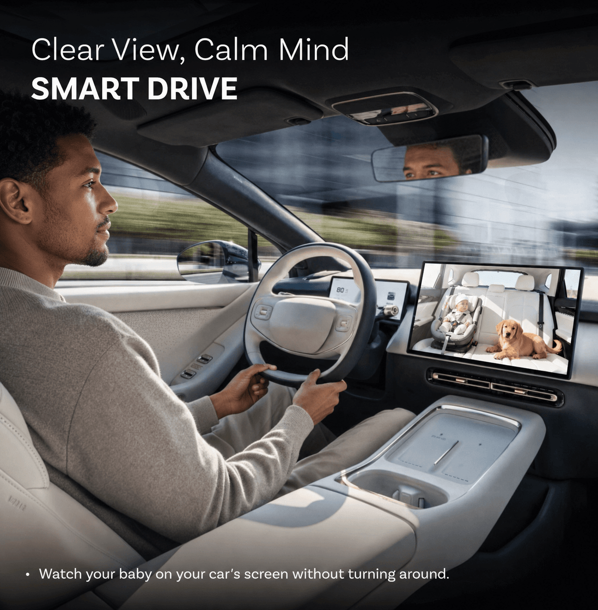 Car Camera & Wireless CarPlay Adapter – 1080P Night Vision Car Seat Camera, Rear Seat Baby Monitor for iPhone - Crynpto