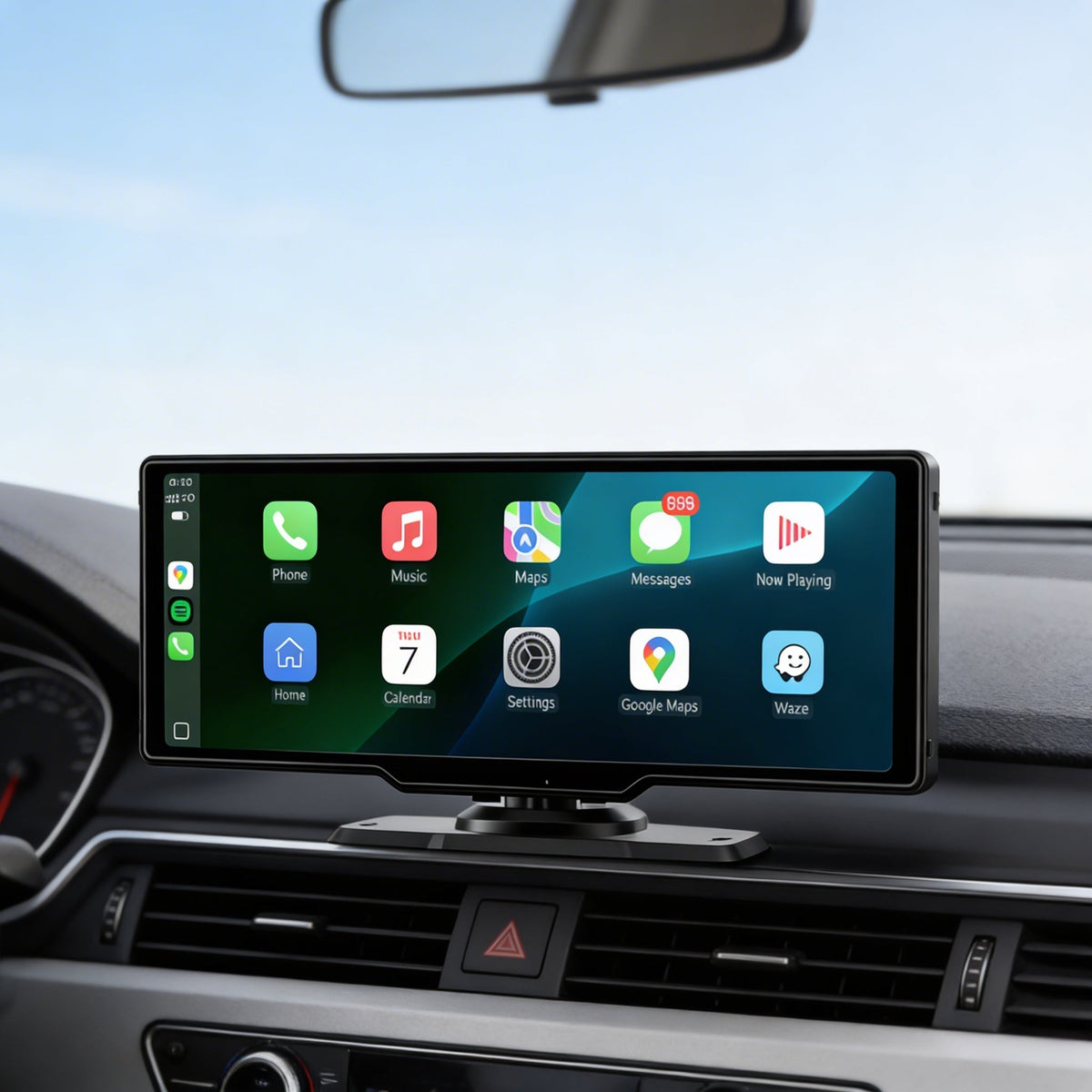 Crynpto 10.26" Wireless CarPlay & Android Auto Display with 4K Dash Cam, 1080p Backup Camera, GPS Navigation, Voice Control & Rotating Screen - Crynpto