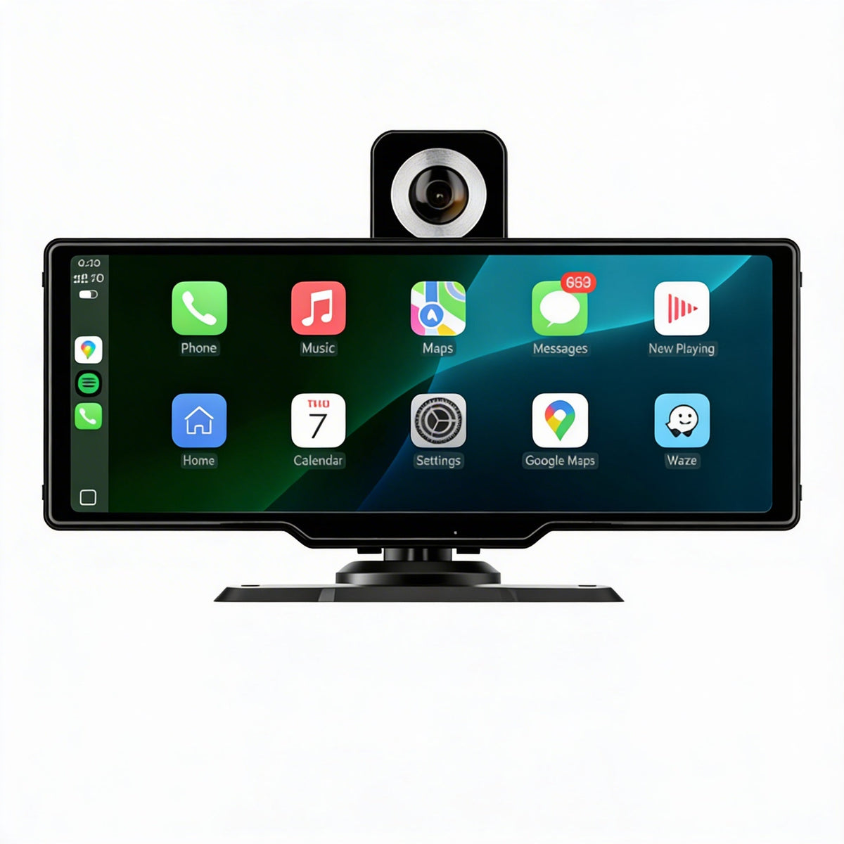 Crynpto 10.26" Wireless CarPlay & Android Auto Display with 4K Dash Cam, 1080p Backup Camera, GPS Navigation, Voice Control & Rotating Screen - Crynpto
