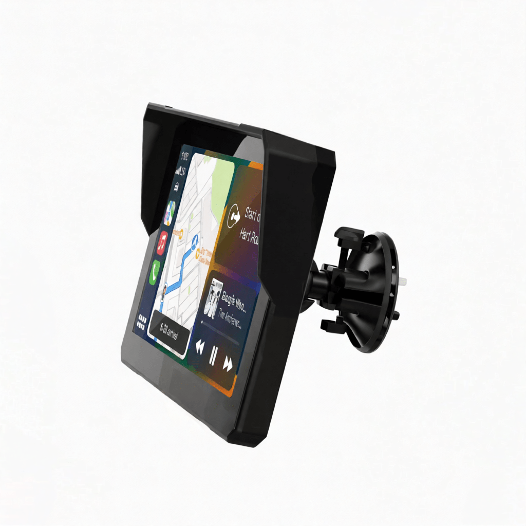 Crynpto 7" Motorcycle Dash Cam with 4K Recording, Wireless Apple CarPlay & Android Auto, GPS & Bluetooth - Crynpto