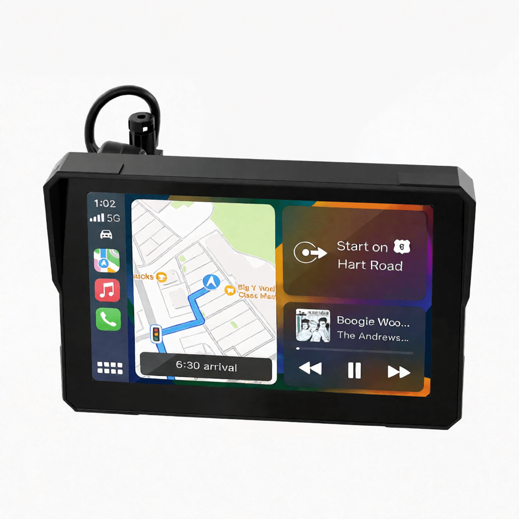 Crynpto 7" Motorcycle Dash Cam with 4K Recording, Wireless Apple CarPlay & Android Auto, GPS & Bluetooth - Crynpto