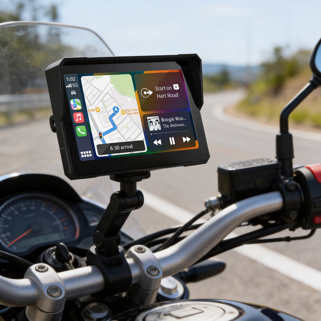 Crynpto 7" Motorcycle Dash Cam with 4K Recording, Wireless Apple CarPlay & Android Auto, GPS & Bluetooth Crynpto